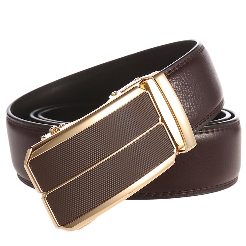 Men's Belt Faux Leather Belt Dress Belt Ratchet Belt Box Buckle Black White Faux Leather Alloy Fashion BOX Buckle Pure Color Party Daily3