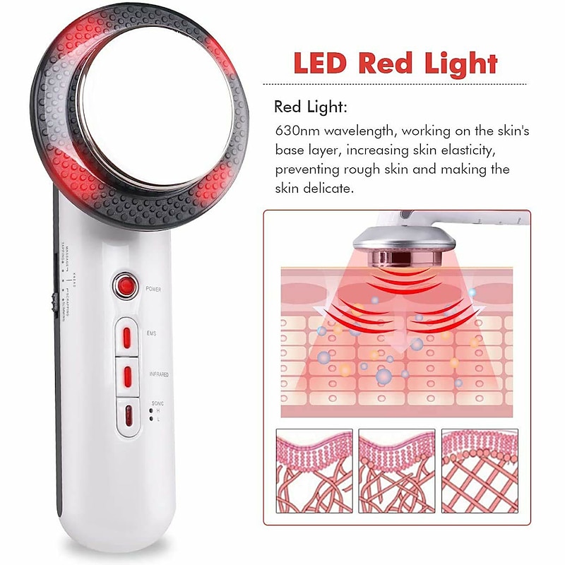 3-IN-1 Ultrasonic Cavitation Machine EMS Fat Burner Infrared Therapy Body Slimming Massager Cellulite Weight Loss Skin Tighten Handheld Beauty Cellulite Massager Device for Belly Waist Arm Leg Hip2