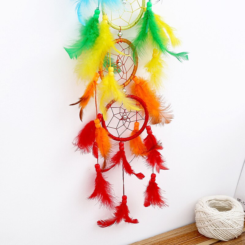 Boho Dream Catcher Handmade Gift Wall Hanging Decor Art Ornament Crafts Circle Feather For Kids Bedroom Wedding Festival 80-85cm3
