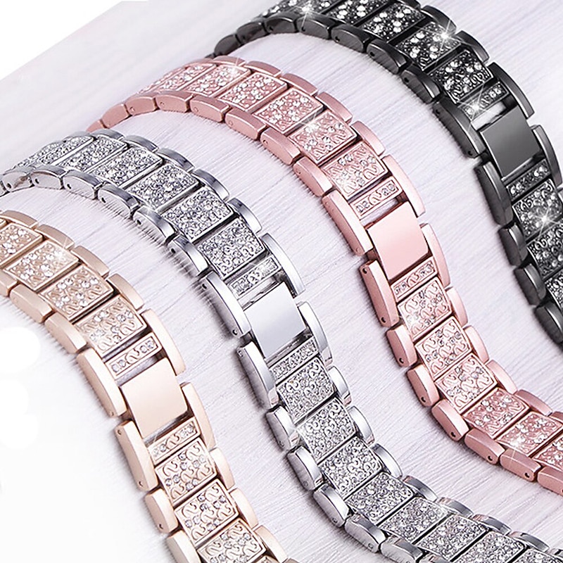 Watch Band for Apple Watch Series 8 7 6 5 4 3 2 1 SE Stainless Steel Replacement  Strap Bling Diamond Jewelry Bracelet Wristband3