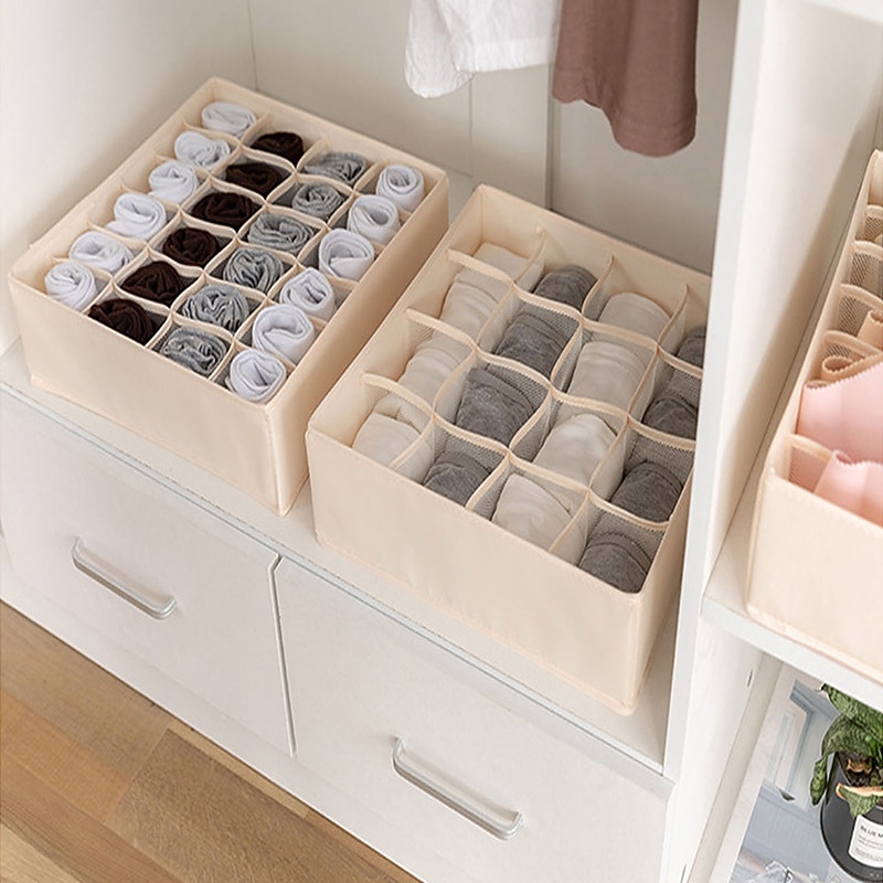 Underwear Bra Storage Box Household Korean Cloth Oxford Cloth Covered Bra Socks Storage 32X32X10cm2