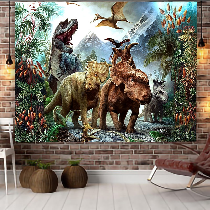 Dinosaur World Wall Tapestry Art Decor Blanket Curtain Hanging Home Bedroom Living Room Decoration4