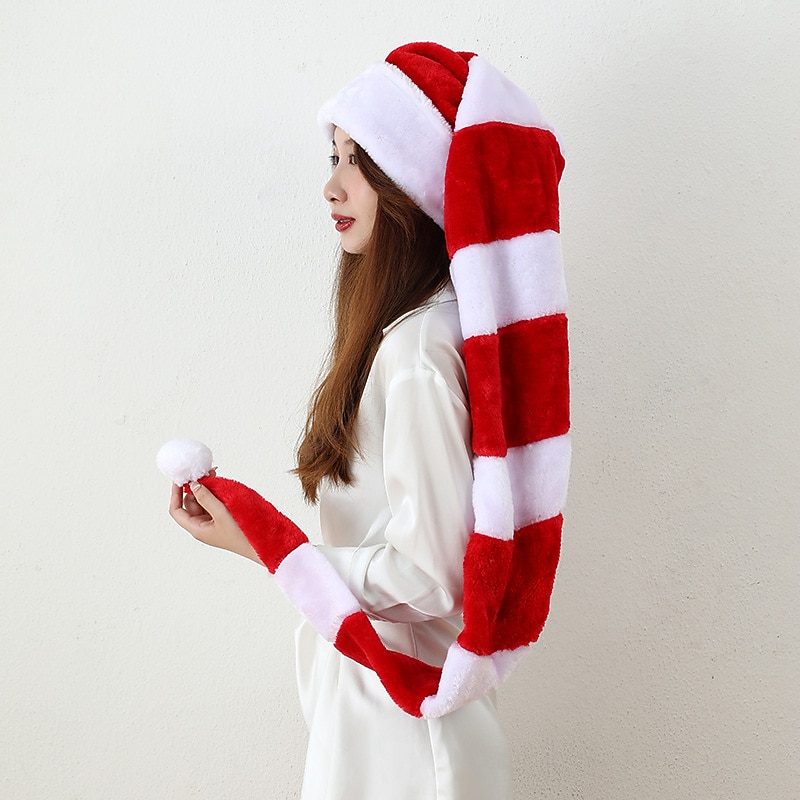 Christmas Decorative Supplies 1.3m Extra Long Adult Christmas Hat Plush Christmas Hat Christmas Party Party Decoration for Christmas Gifts