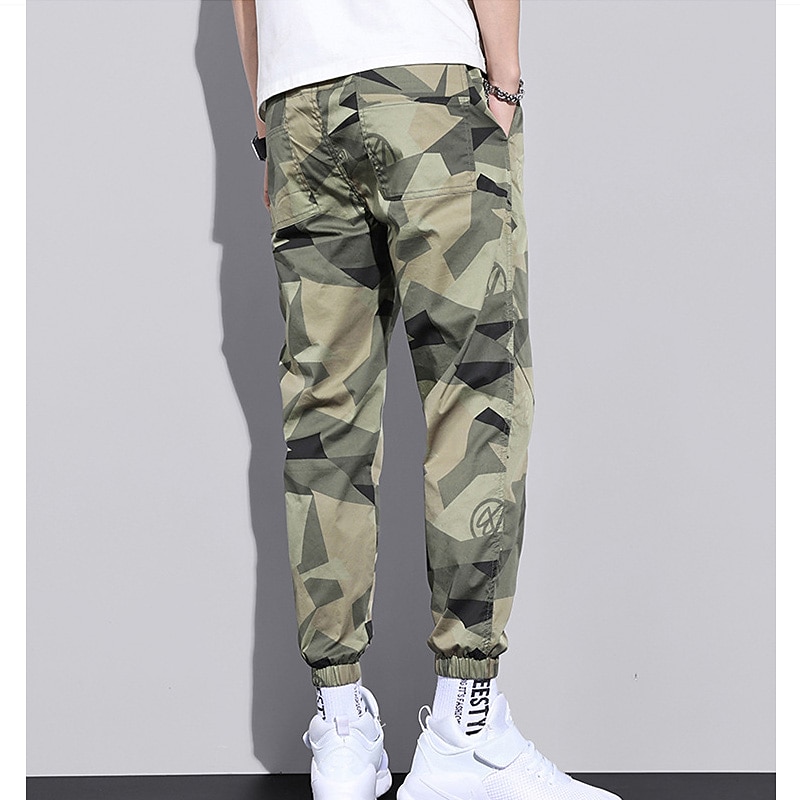 Men's Cargo Pants Cargo Trousers Joggers Trousers Elastic Waist Classic Multi Pocket Camouflage Comfort Outdoor Full Length Casual Daily Streetwear Stylish ArmyGreen Gray Micro-elastic3