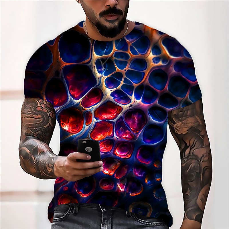 Men's Unisex Graphic Prints Crack T Shirt Short Sleeve T shirt 3D Print Crew Neck Shirt Designer Casual Big and Tall Daily Holiday Blue Summer Clothing Apparel S M L XL XXL 3XL