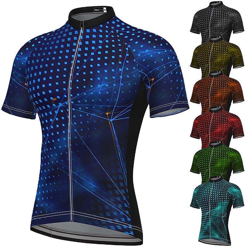 Men's Cycling Jersey Graphic Polka Dot Patterned Short Sleeve Bike Jersey Top with 3 Rear Pockets Mountain Bike MTB Road Bike Cycling Quick Dry Soft Reflective Strips Back Pocket Sports Black Red Blue