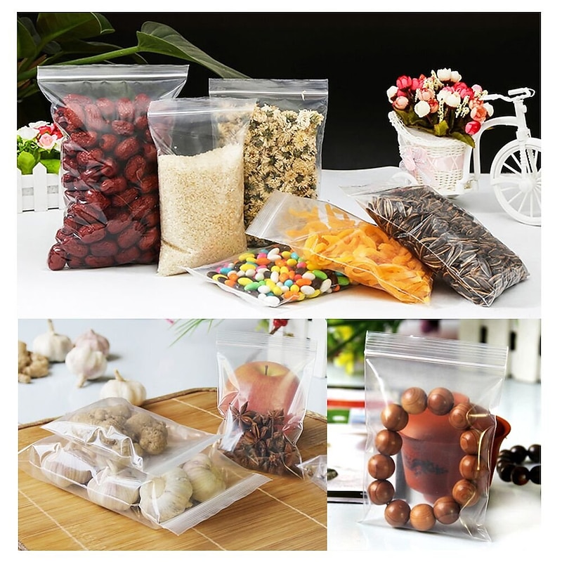 100PCS Clear Zip Lock Bag Plastic Packaging Pouches Sealing Zipper Plastic Bags Jewelry Food ziplock Storage Bag3