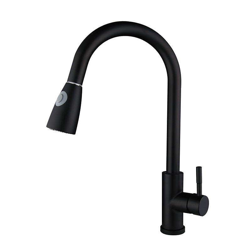 Kitchen Sink Mixer Faucet with Pull Out Spray Deck Mounted, 304 Stainless Steel 360 Rotatable Kitchen Vessel Taps for Vegetable Washing Basin Black Brushed Nickel4