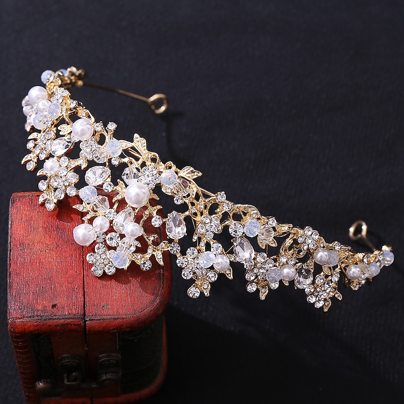Crown Tiaras Headbands Headpiece Imitation Pearl Rhinestone Wedding Party / Evening Retro Sweet With Faux Pearl Crystal / Rhinestone Headpiece Headwear dress to impress3