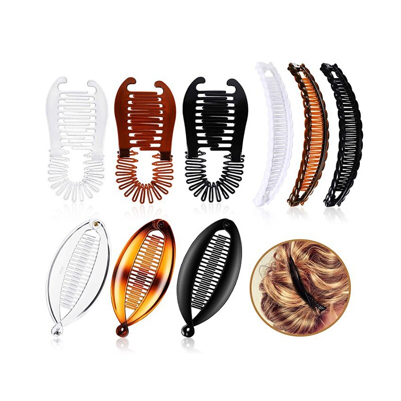 Banana Hair Clips Set Plastic Flexible Interlocking Banana Clip Fishtail Ponytail Holder Comb Clincher Comb Clip Vintage Banana Clip Hair Accessories for Women Girls2