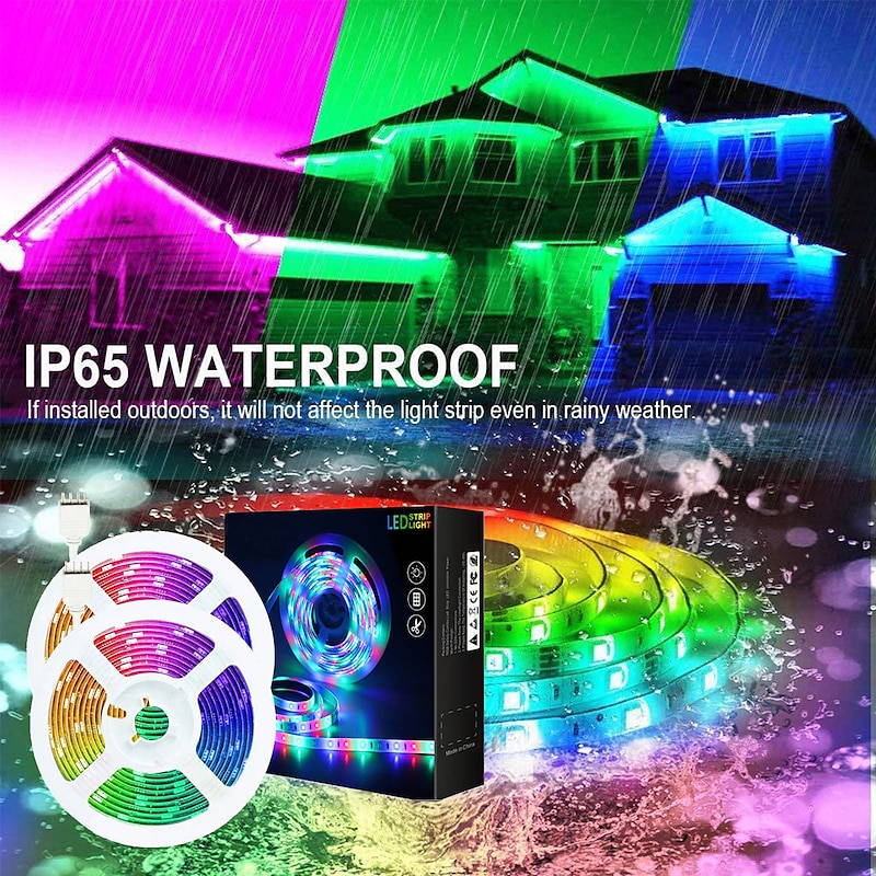 20m 15m 10m LED Strip Light Waterproof RGB Bluetooth APP Control Music Sync 5050 SMD Color Changing Backlight Home Party Decoration2