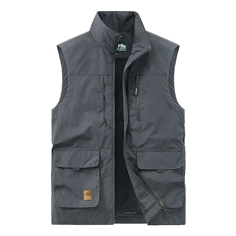 Men's Vest Gilet Fishing Vest Hiking Vest Sleeveless Vest Gilet Jacket Outdoor Street Daily Going out Streetwear Casual Spring Fall Pocket Polyester Nylon Breathable Plain Zipper Stand Collar Loose2