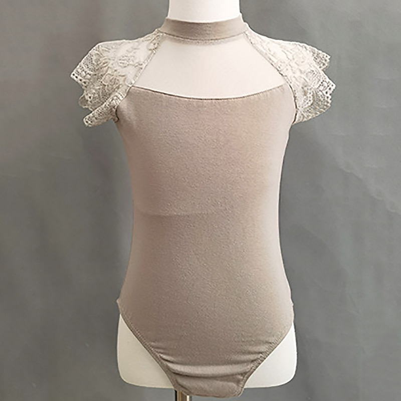 Kids' Dancewear Ballet Leotard / Onesie Lace Solid Splicing Girls' Training Performance Cap Sleeve High Spandex Lace3