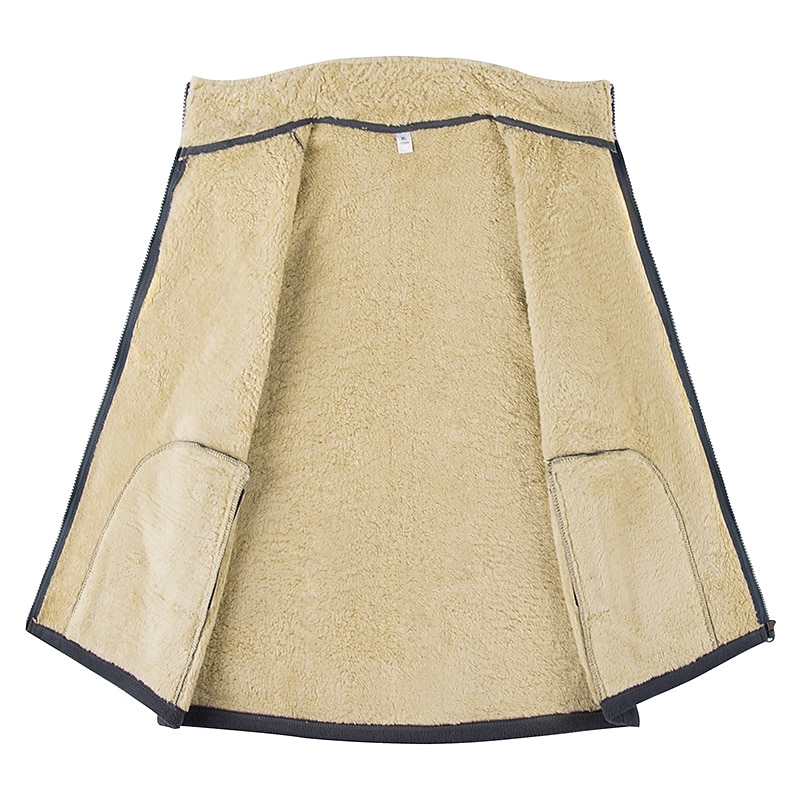 Men's Fleece Vest Teddy Coat Vest Polar Fleece Gilet Outdoor Going out Streetwear Casual Fall Winter Pocket Quilted Polyester Windproof Warm Solid Color Zipper Stand Collar Regular Fit Black Gray Vest4