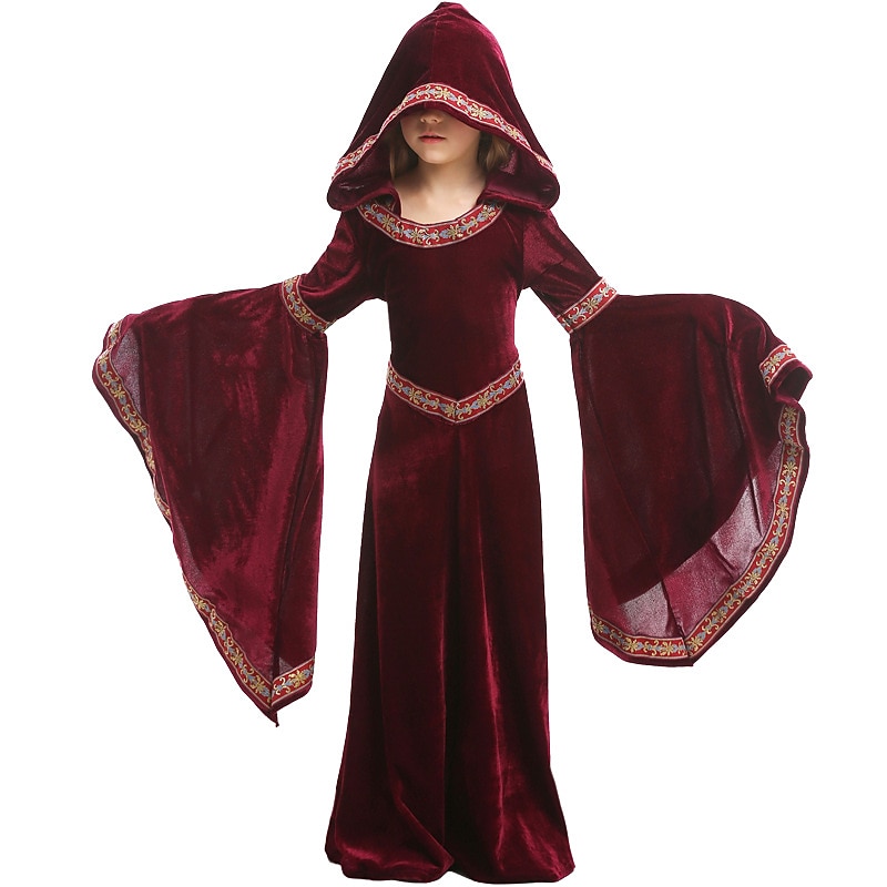 Retro Vintage Medieval Renaissance Dress Masquerade Witch Viking Outlander Fancy Dress Girls' Celtic Royal Walpurgis Night Masquerade Party / Evening Kid's Dress