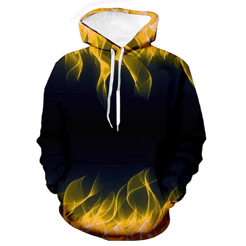 Men's Graphic Hellfire Flames Flame Hoodie Hoodies Sweatshirt Vacation Designer Long Sleeve Causal Black Yellow Designer4