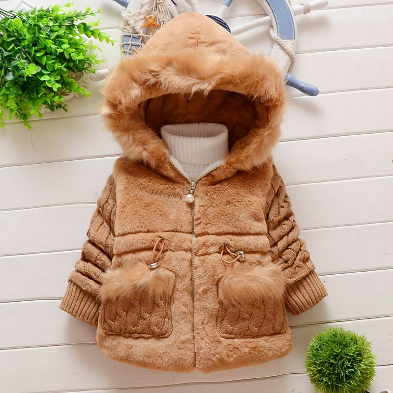 Girls' 3D Solid Color Coat Long Sleeve Winter Active Cute Kids 1-5 Years Daily Regular Fit3