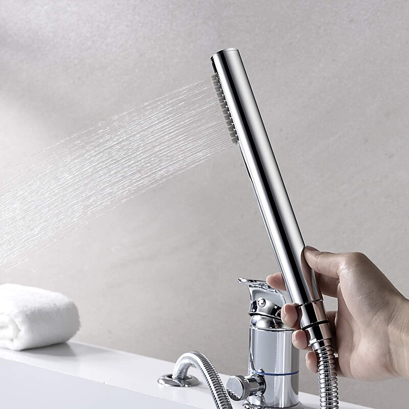 Stainless Steel Bathtub Faucet,Roman Tub Contemporary Chrome Single Handle Three Holes Bath Shower Mixer Taps with Hot and Cold Switch and Ceramic Valve3