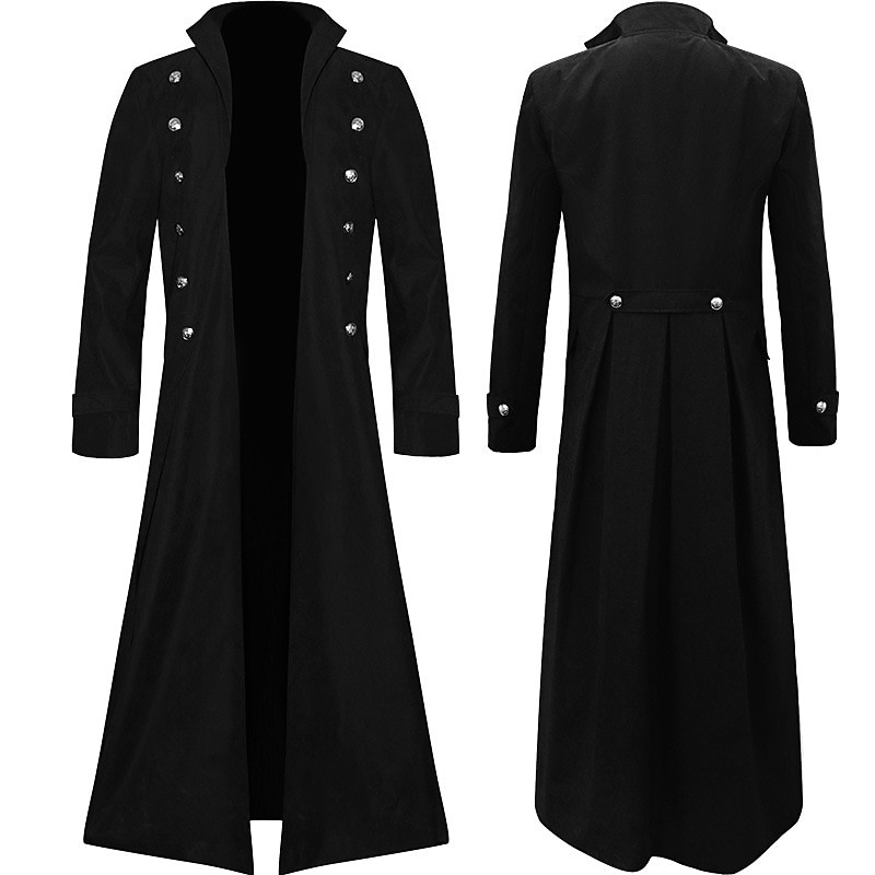 Retro Vintage Punk & Gothic Medieval Coat Party Costume Prince Plague Doctor Nobleman Solid Color Fancy Dress Men's Pirate Steampunk Masquerade Party Adults' Coat4