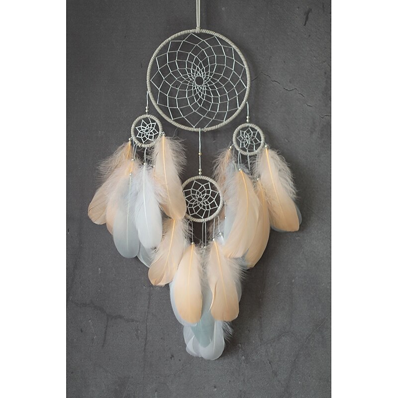 Boho Dream Catcher Handmade Gift Wall Hanging Decor Art Ornament Crafts Circle Feather For Kids Bedroom Wedding Festival 16*50cm3