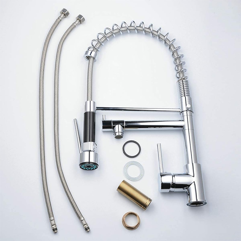 Kitchen Faucet,Brass Rotatable Pull-out/Pull-down Multi-function Oil-rubbed Bronze Finish Single Handle Two Holes Kitchen Taps4