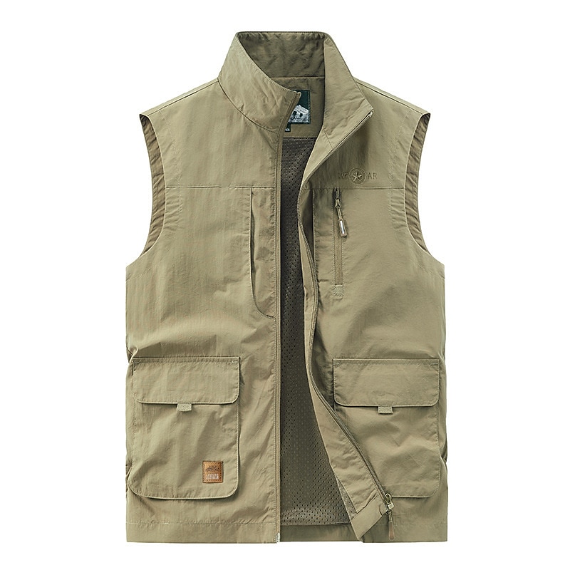 Men's Vest Gilet Fishing Vest Hiking Vest Sleeveless Vest Gilet Jacket Outdoor Street Daily Going out Streetwear Casual Spring Fall Pocket Polyester Nylon Breathable Plain Zipper Stand Collar Loose4