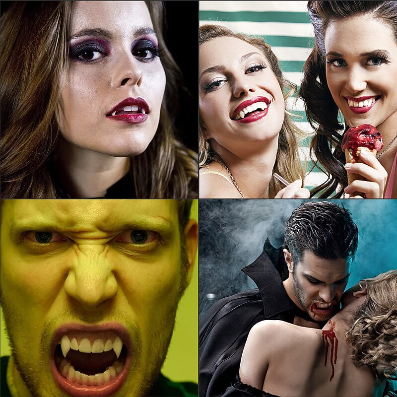 Halloween Retractable Vampire Teeth Dentures Zombie Teeth Silicone Dentures Halloween Decoration Horror Vampire Party Props Decoration2