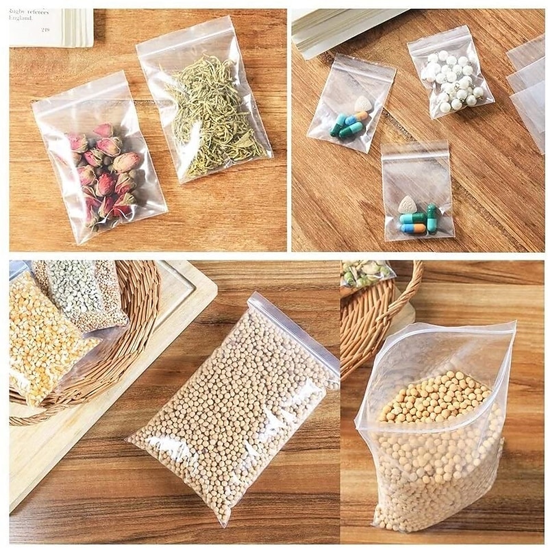 100PCS Clear Zip Lock Bag Plastic Packaging Pouches Sealing Zipper Plastic Bags Jewelry Food ziplock Storage Bag2