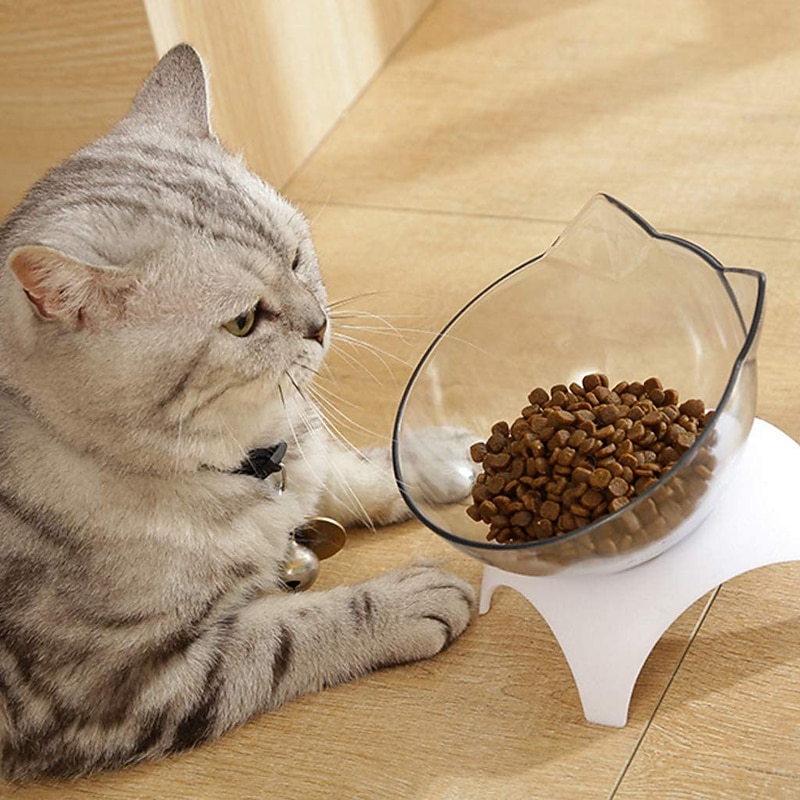 Pet Comfort Feeding Bowls Pet Food Water Feeder 15° Tilted Dispenser-Dog Cat Double Bowl wi Raised and Tilted Platform4