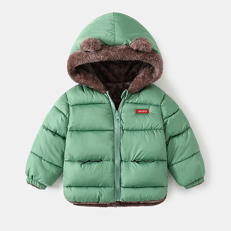 Toddler Boys' Coat Long Sleeve Solid Color Green White Black Children Tops Fall Winter Adorable Daily Indoor Outdoor Regular Fit 1-5 Years4