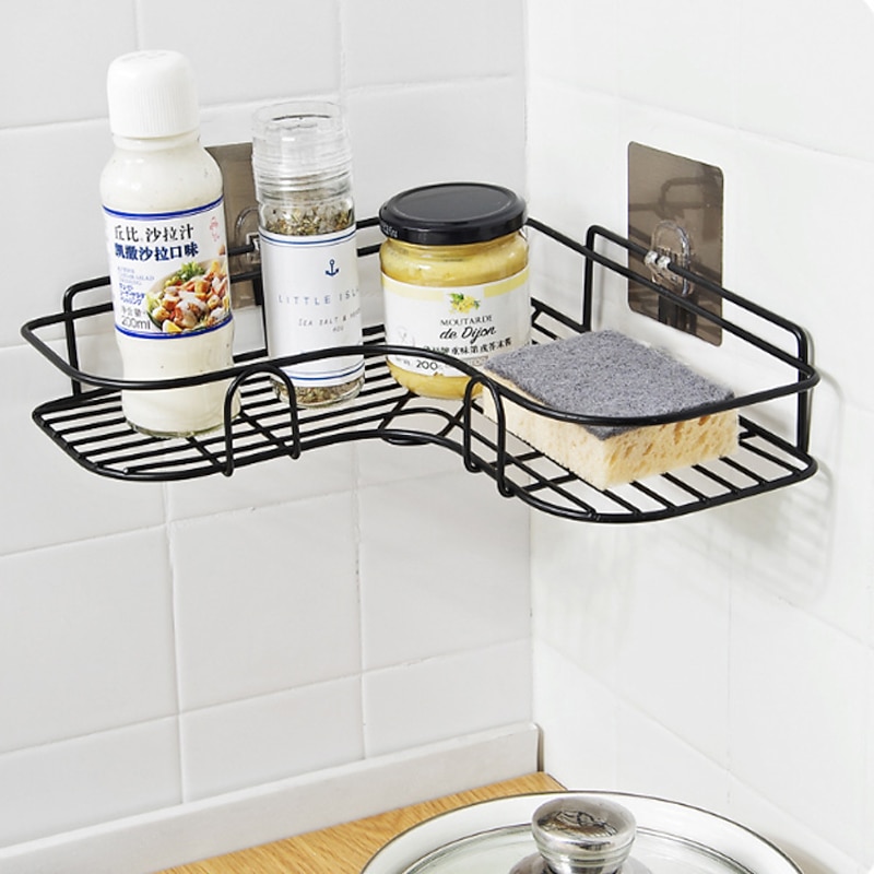 Shower Caddy Bathroom Shelf with Hooks, Shower Caddy Rack, Bathroom Kitchen No Punching Triangle Storage Rack, Bathroom Accessories2
