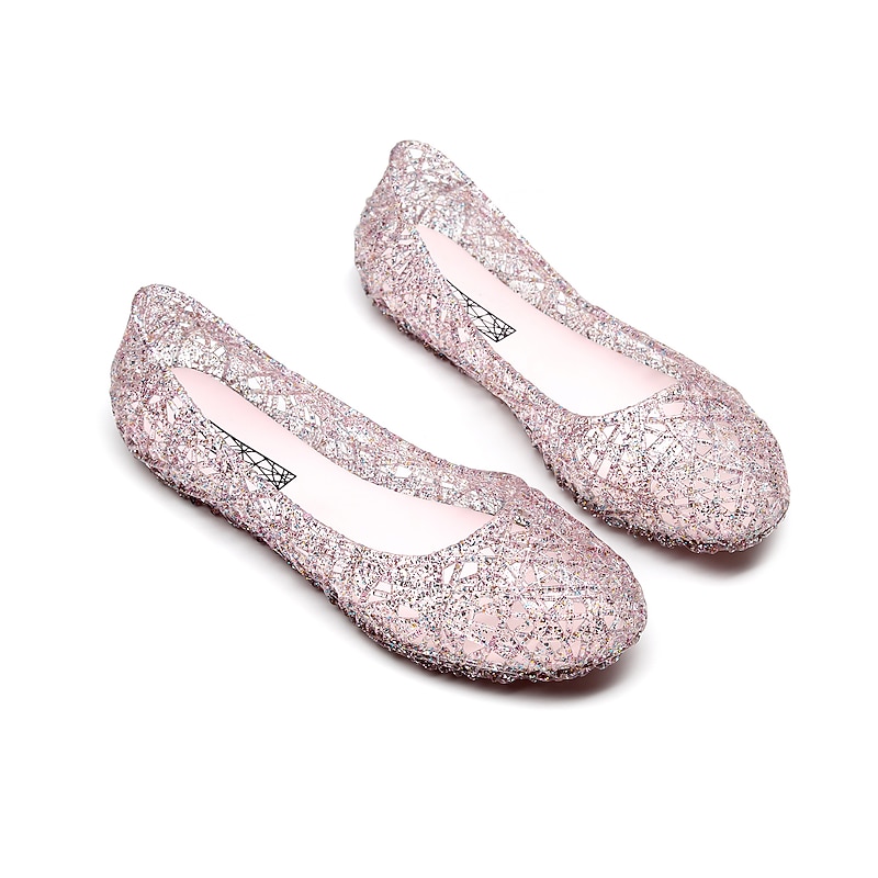 Women's Flats Ballerina Jellies Shoes Daily Solid Colored Summer Flat Heel Round Toe Casual PVC Loafer Silver Black Pink4
