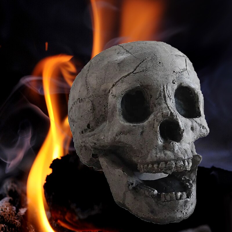 1 Pcs Realistic Skull Ornament Halloween Portable Fireproof Ceramic-Clay Skull Sculpture For Fireplace Terror Ceramic Ornaments Halloween Skeleton Decoration4