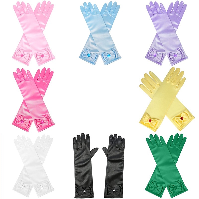 Princess Holiday Jewelry Girls' Movie Cosplay Cosplay Costume Party Green Purple Yellow Gloves Christmas Halloween Children's Day Polyester World Book Day Costumes