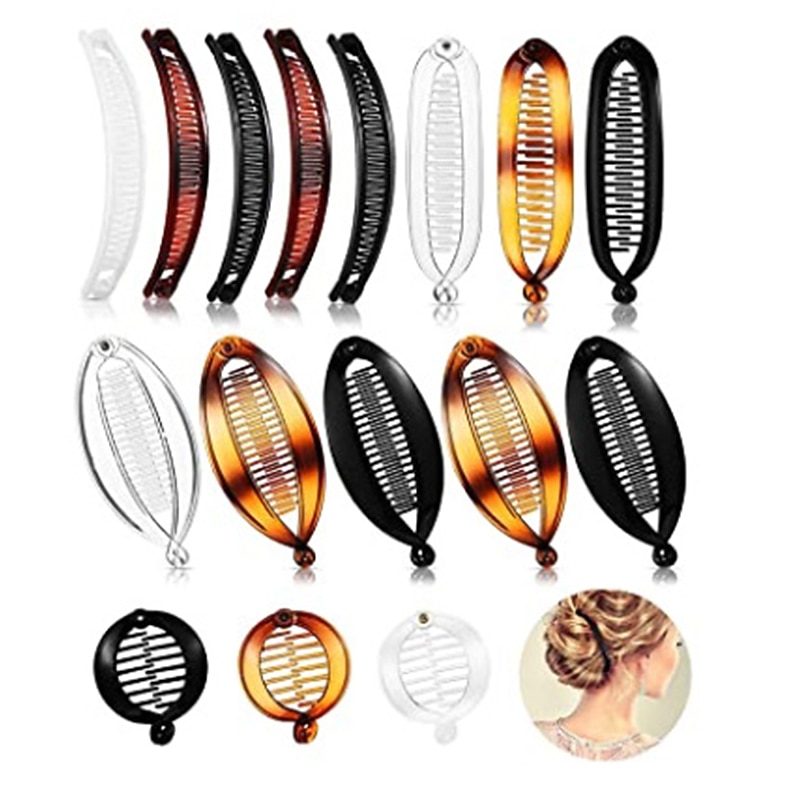 Banana Hair Clips Set Plastic Flexible Interlocking Banana Clip Fishtail Ponytail Holder Comb Clincher Comb Clip Vintage Banana Clip Hair Accessories for Women Girls