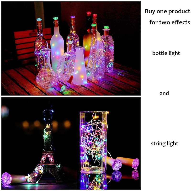 Elegant Wedding Party Reception 20 Pack Wine Bottle Lights with Cork – 20LEDs Fairy Lights, Battery Operated Diamond Shaped LED Lights for DIY Party Holiday Decor4