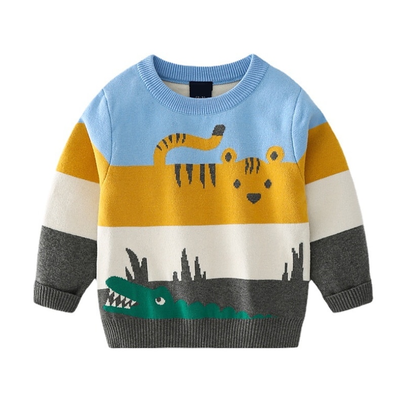 Boys 3D Animal Cartoon Tiger Sweatshirt Long Sleeve Fall Winter Active Basic Kids 3-8 Years Outdoor Indoor Regular Fit2