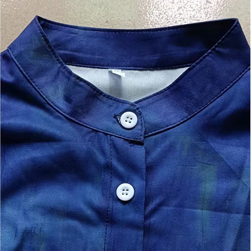 Women's Plus Size Shirt Blouse Graphic City Scenery Vintage Ethnic Chinoiserie Long Sleeve Puff Sleeve Standing Collar Long Tops Casual Daily Print Black Yellow Wine Red Blue Spring Fall2