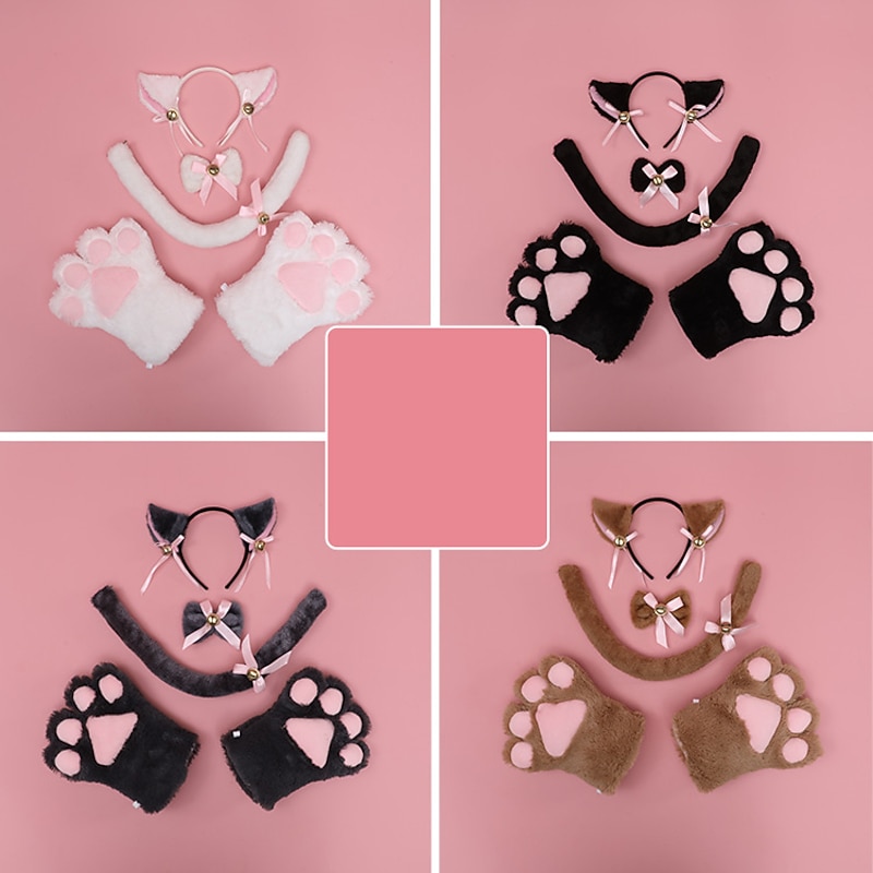 Hair Band Cat Claw Suit a Generation of Cute Japanese Plush Hand-Made Cat Claw Bow Tie Animal Ears Beast Tail  Carnival Cos Props2