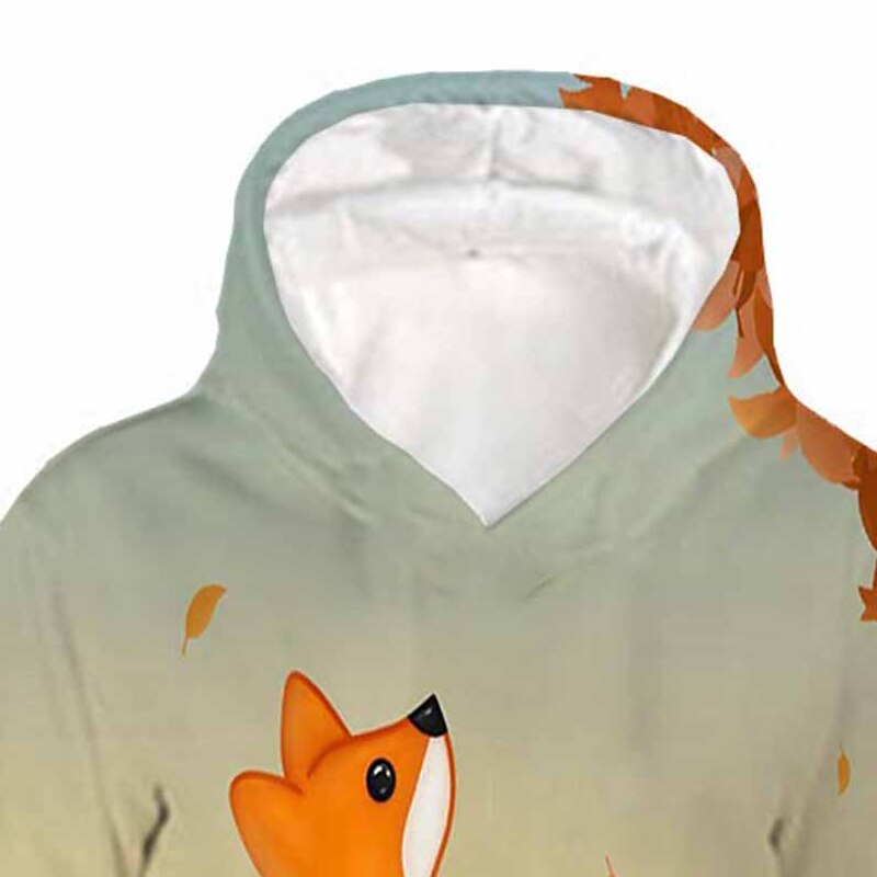 Kids Boys Hoodie Pullover Fox Graphic 3D Print Long Sleeve Active Daily Casual 3-12 Years Fall Orange3