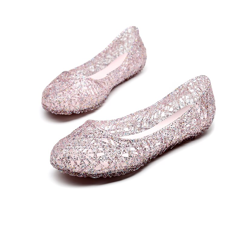 Women's Flats Ballerina Jellies Shoes Daily Solid Colored Summer Flat Heel Round Toe Casual PVC Loafer Silver Black Pink3