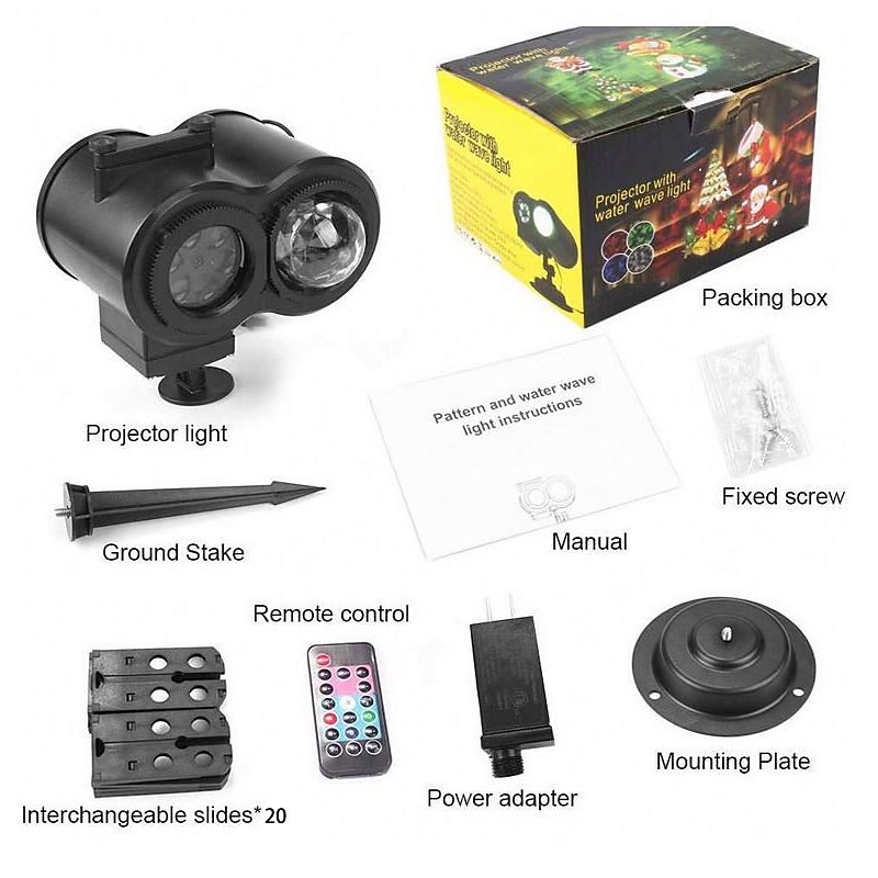 Christmas LED Projector Lights 2 in 1 Water Wave Projector Light with 16 Switchable Patterns Waterproof Landscape Light Show for Celebration Halloween Birthday and Party Decoration4