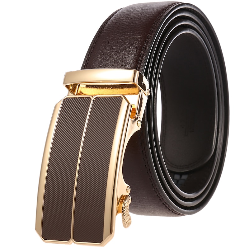Men's Belt Faux Leather Belt Dress Belt Ratchet Belt Box Buckle Black White Faux Leather Alloy Fashion BOX Buckle Pure Color Party Daily 2025 - $28.99