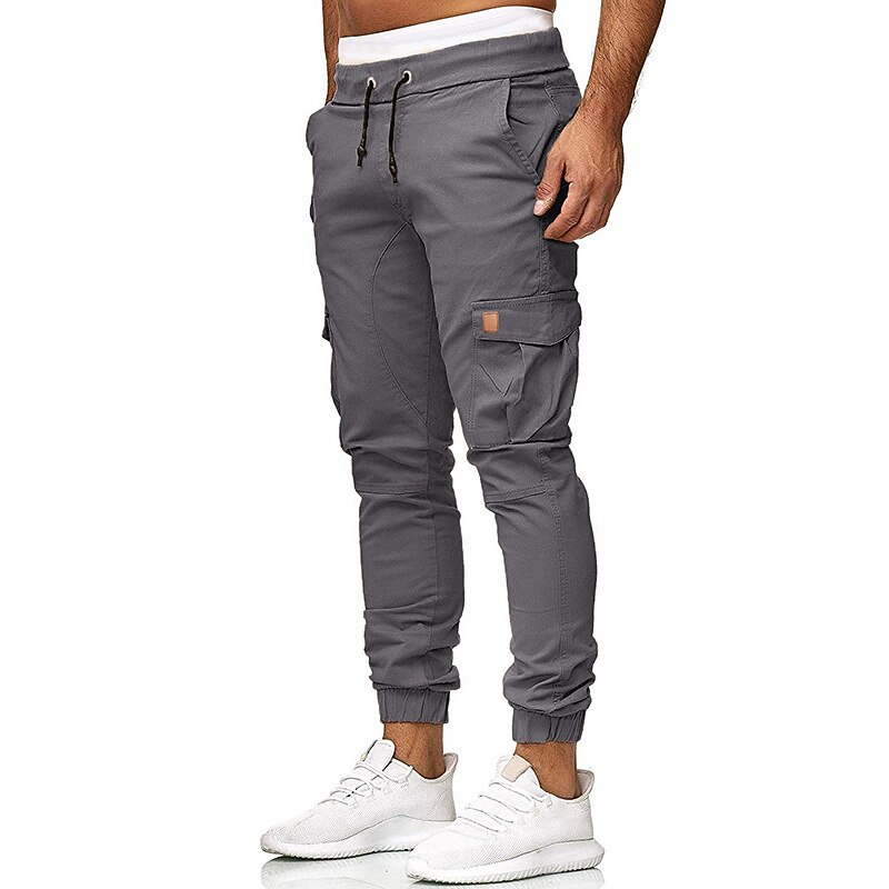 mens cargo jogger pants athletic casual pants fashion slim fit sweatpants pencil trousers khaki4