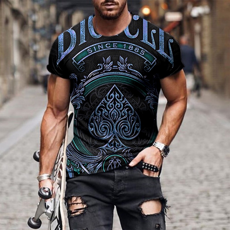 Men's Unisex Gothic Horror Graphic Prints Poker Shirt T Shirt Tee Short Sleeve T shirt 3D Print Crew Neck Shirt Designer Casual Big and Tall Daily Holiday Black Blue Light Purple Summer Clothing2