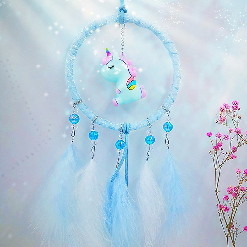 Boho Dream Catcher Handmade Gift Wall Hanging Decor Art Ornament Craft Heart Unicorn Feather For Kids Bedroom Wedding Festival4