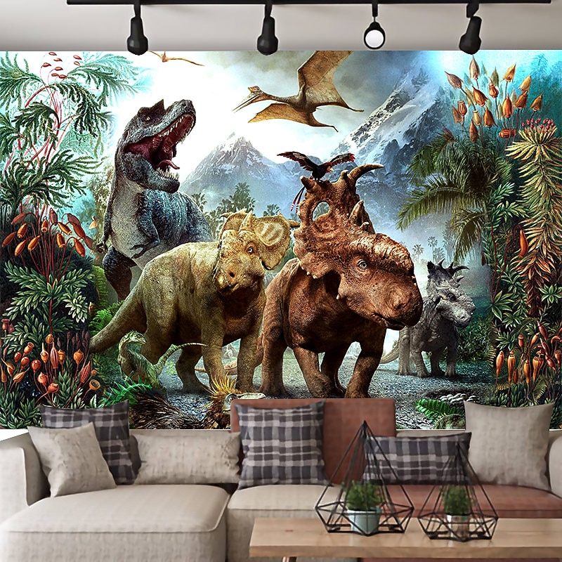Dinosaur World Wall Tapestry Art Decor Blanket Curtain Hanging Home Bedroom Living Room Decoration