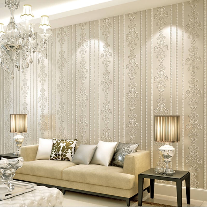 Floral Wallpaper Wall Covering Sticker Film Modern Water Ripple Floral non Woven Home Decor 53*1000cm/20.87''x 393.7''2