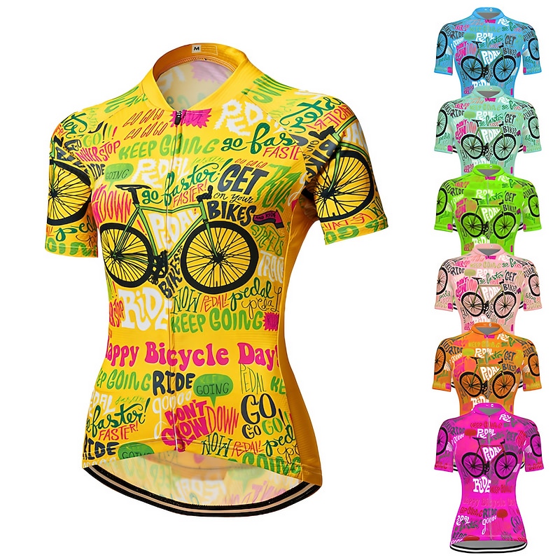 21Grams Women's Short Sleeve Cycling Jersey With 3 Rear Pockets Summer  Bicycle Riding Bike Top Breathable Quick Dry Moisture Spandex Polyester Dark Pink Light Green Blushing Pink Mountain Bike MTB