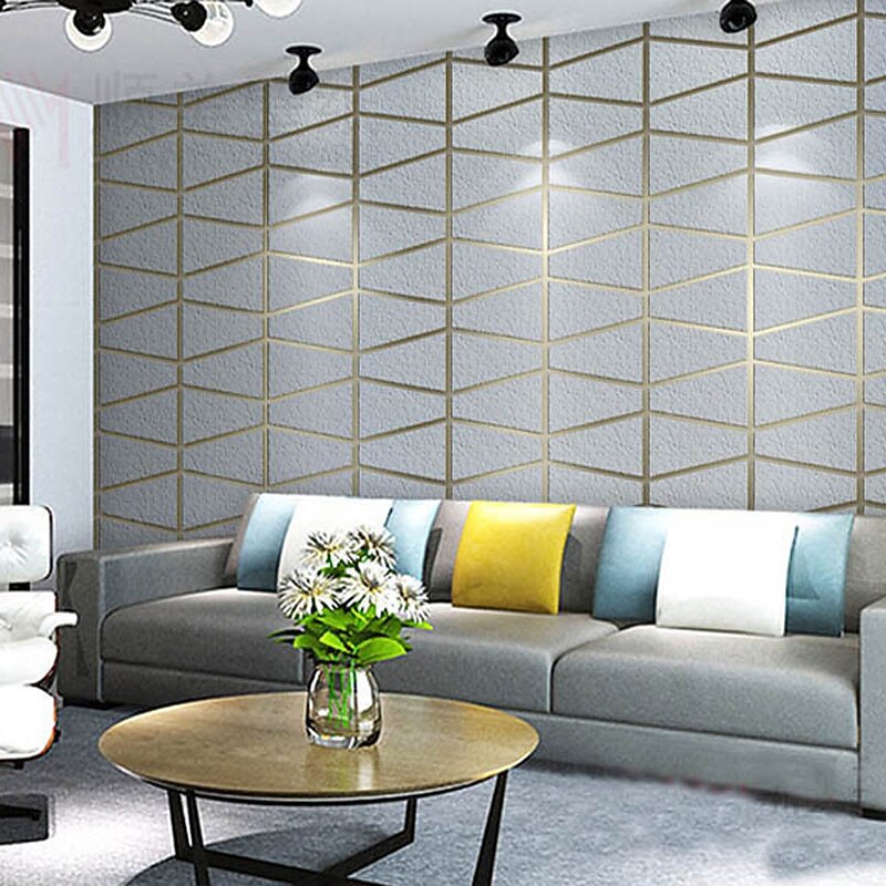 Geometric Wallpaper 3D Wall Murals Non-woven Fabric Imitation Deerskin Velvet Wallpaper Adhesive Required for Bedroom Living Room TV Background  Home Decoration 53x950/20.87''x374''4